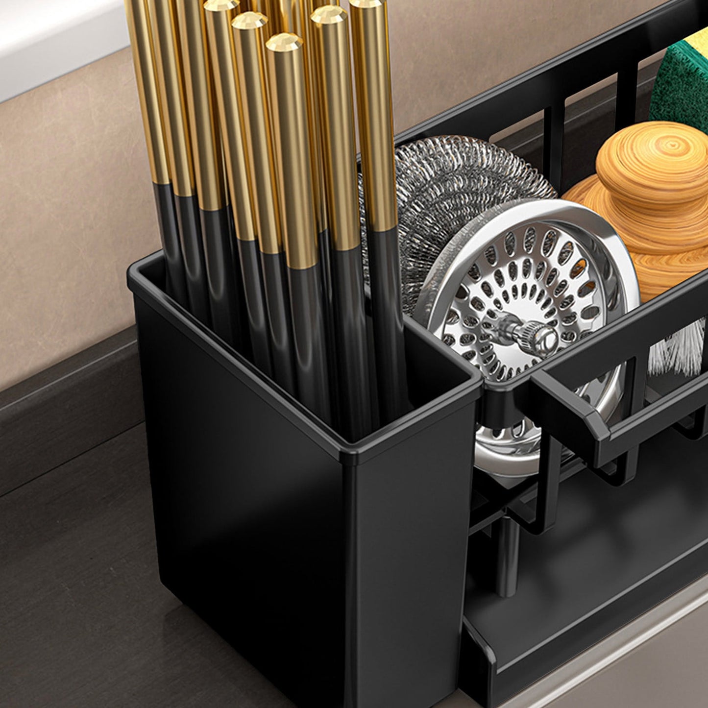 Kdkad Kitchen Sink Sponge Holder, Sponge Holder Kitchen Sink Caddy Organizer with Dish Brush Holder, V1189-WXFWAL-20260326-02094