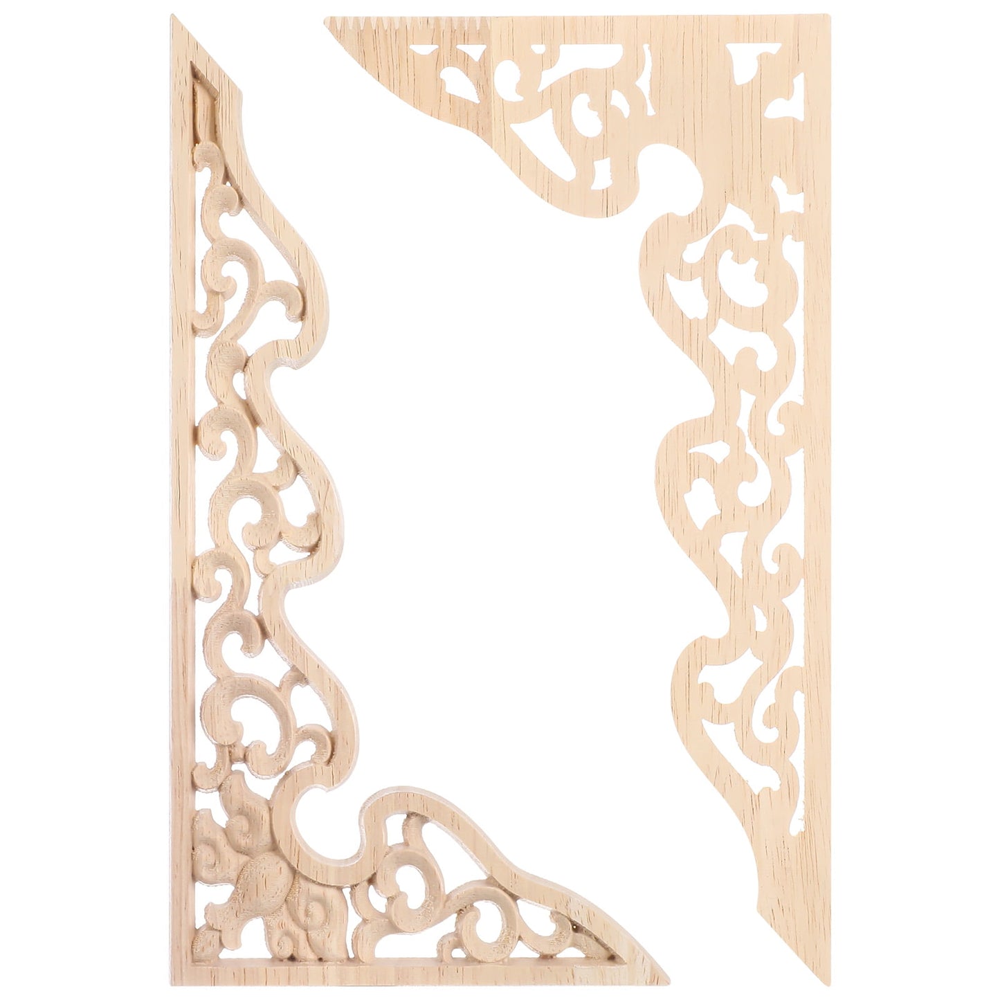 2 Pcs Long Furniture Carvings Wainscoting for Wall Wood Decorative Piece Office V1189-WXFWAL-20260326-02098