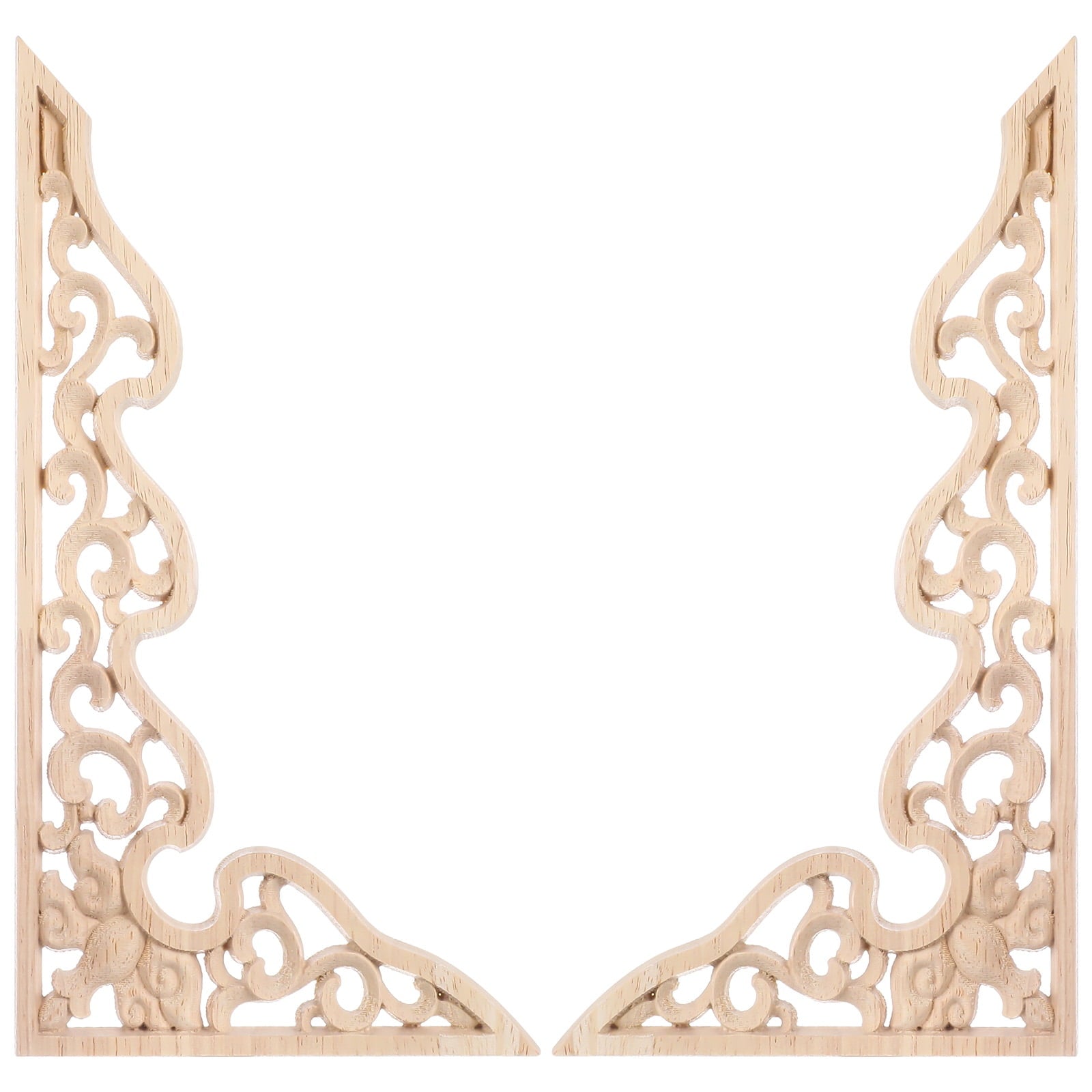 2 Pcs Long Furniture Carvings Wainscoting for Wall Wood Decorative Piece Office V1189-WXFWAL-20260326-02098