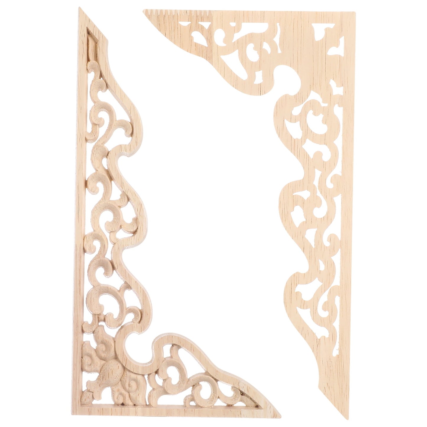 2 Pcs Long Furniture Carvings Wainscoting for Wall Wood Decorative Piece Office V1189-WXFWAL-20260326-02098