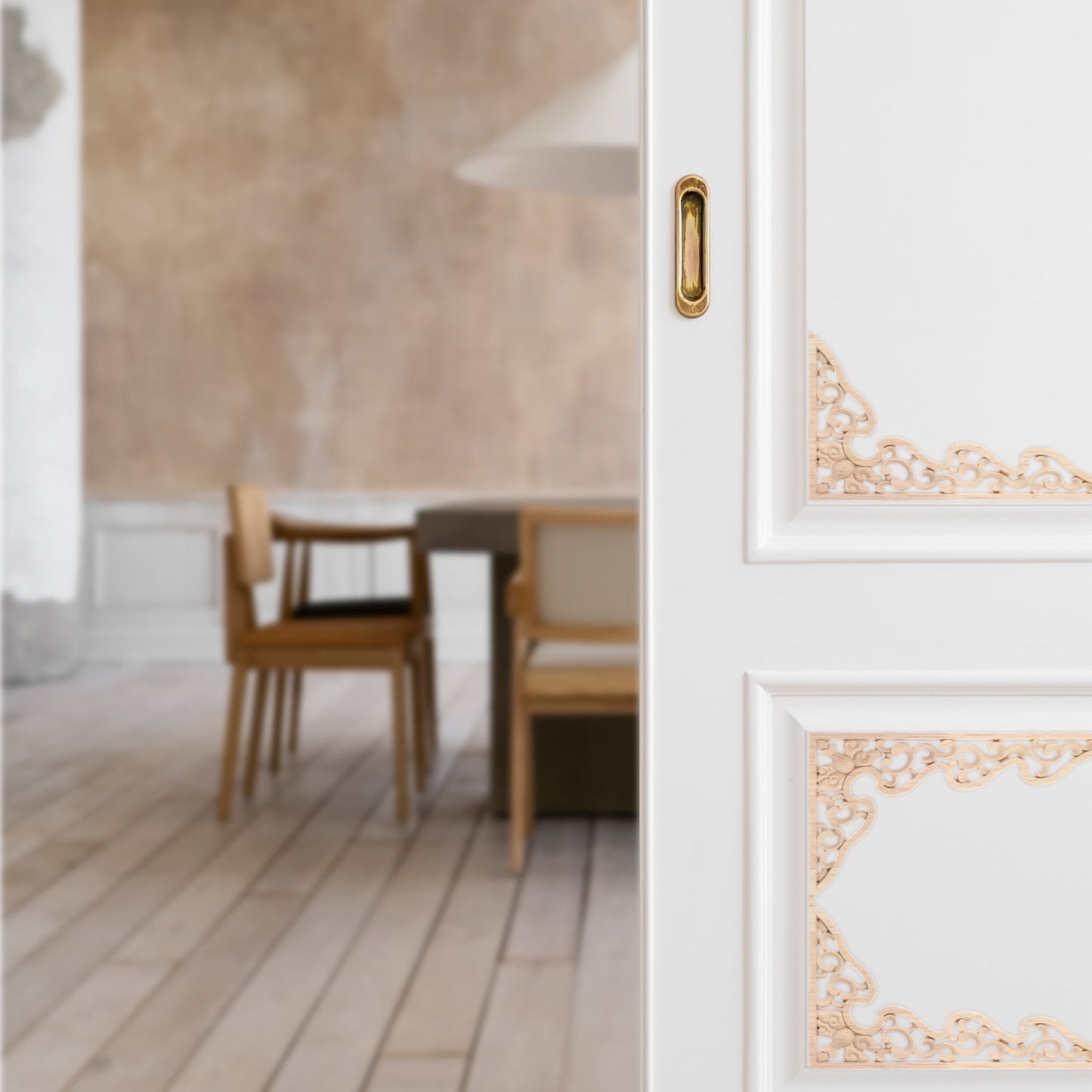 2 Pcs Long Furniture Carvings Wainscoting for Wall Wood Decorative Piece Office V1189-WXFWAL-20260326-02098