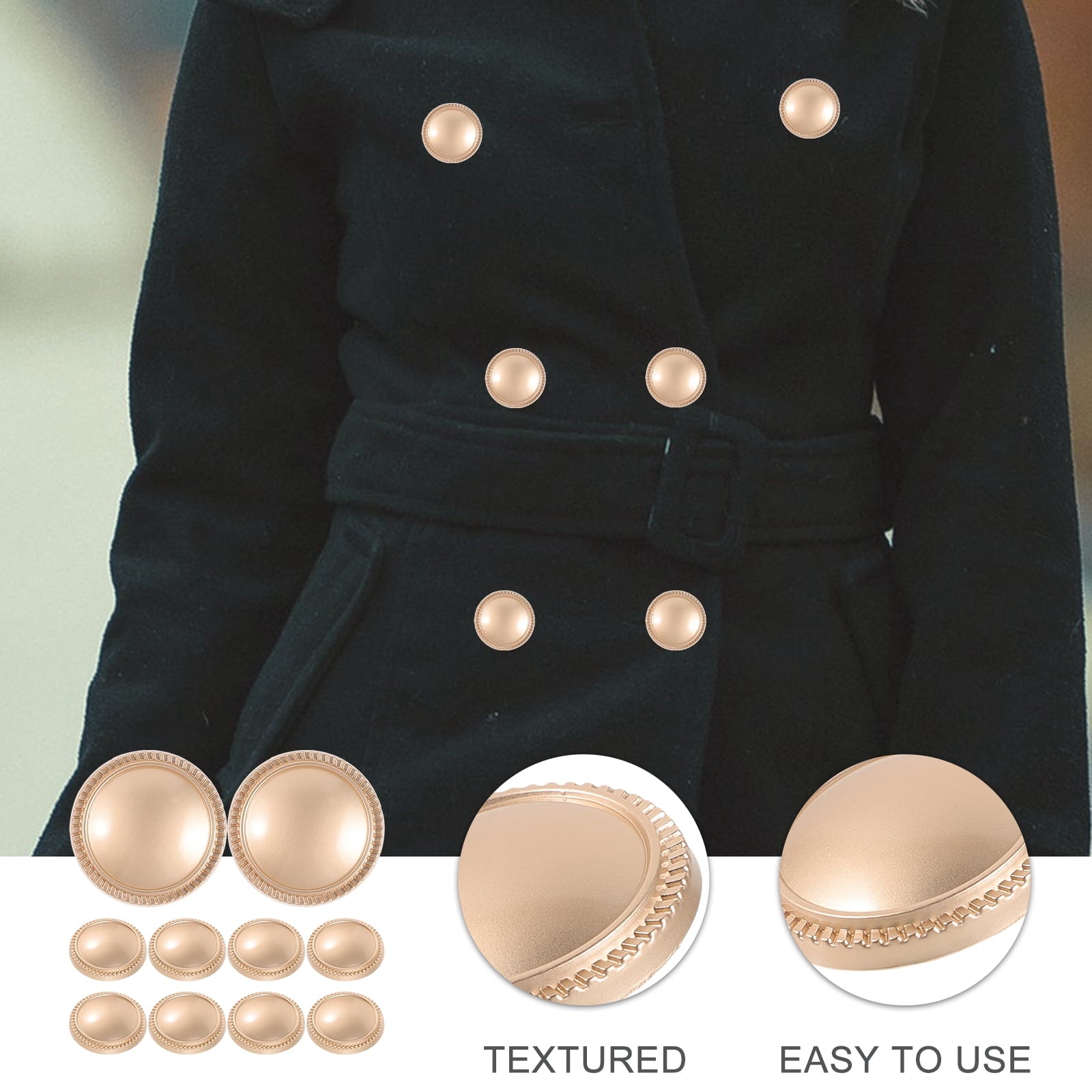 Worgeous 10 Pcs Buttons for Crafts Clothes Replacement Table Decorations Replaceable Cup Lid Travel Golden V1189-WXFWAL-20260326-02116