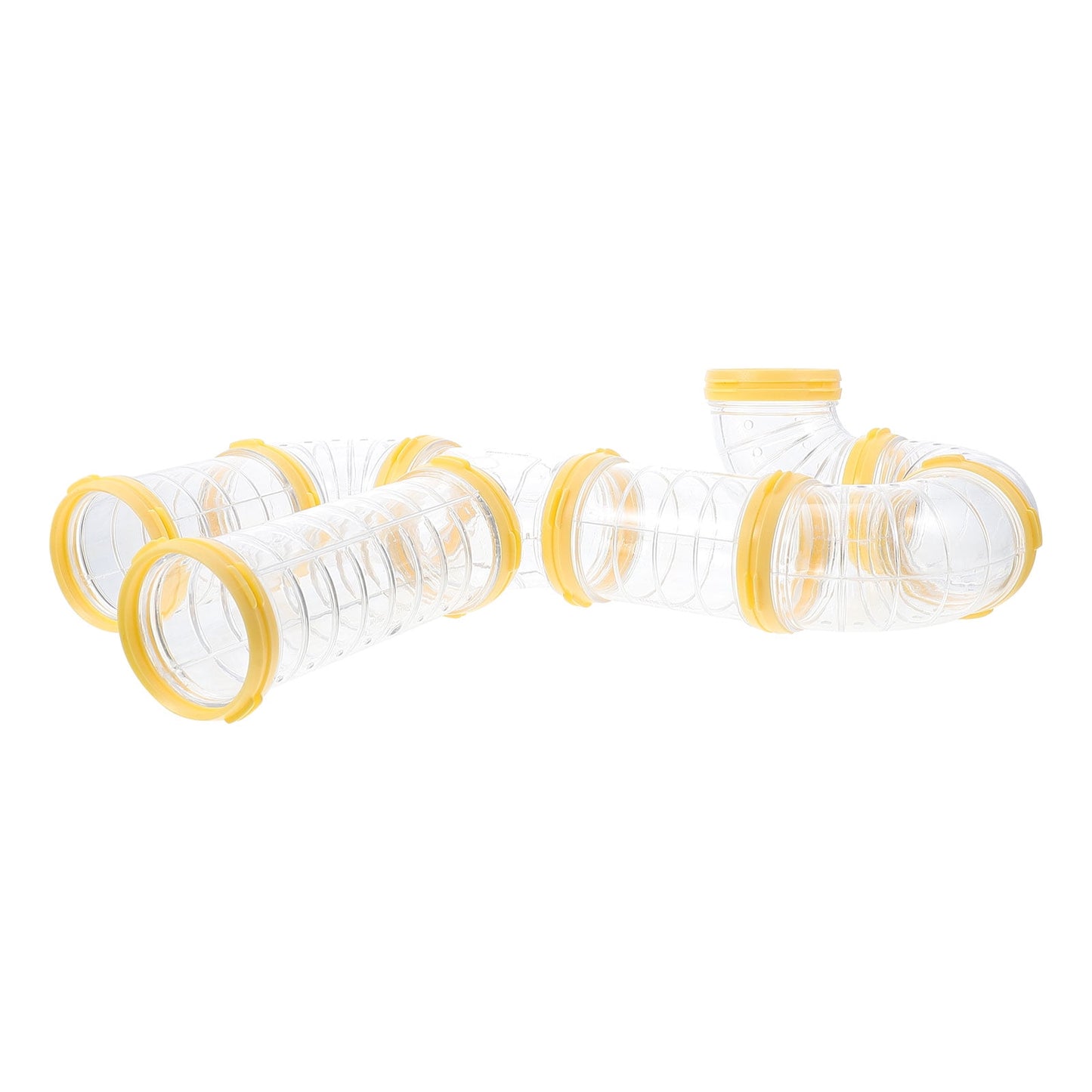 Transparent Yellow Hamster Tubes Set with Curved Tunnel Connectors for Small Animals Cage Exercise Accessories V1189-WXFWAL-20260326-02120