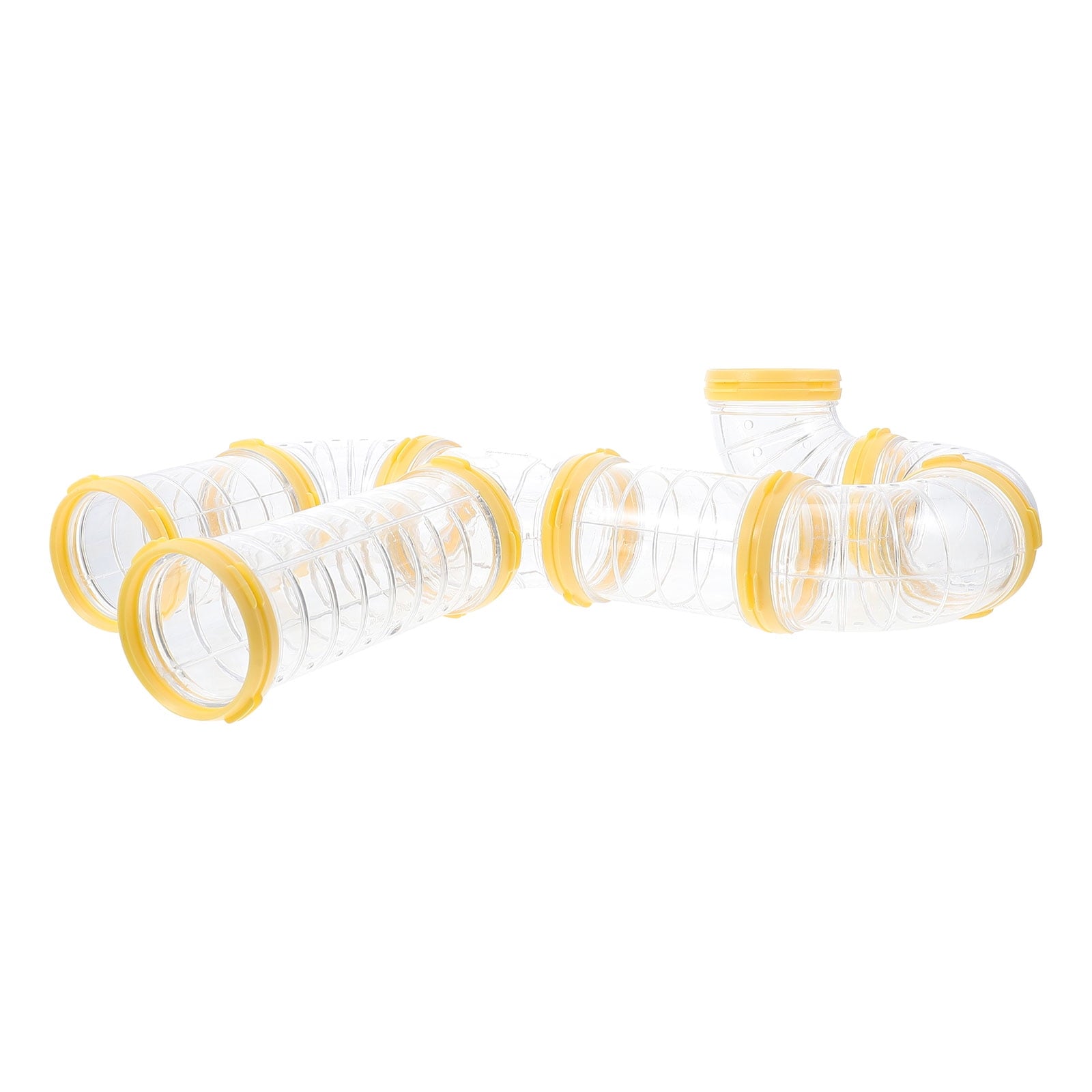 Transparent Yellow Hamster Tubes Set with Curved Tunnel Connectors for Small Animals Cage Exercise Accessories V1189-WXFWAL-20260326-02120
