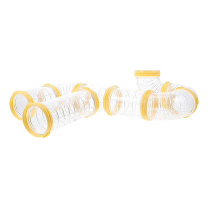 Transparent Yellow Hamster Tubes Set with Curved Tunnel Connectors for Small Animals Cage Exercise Accessories V1189-WXFWAL-20260326-02120