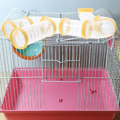 Transparent Yellow Hamster Tubes Set with Curved Tunnel Connectors for Small Animals Cage Exercise Accessories V1189-WXFWAL-20260326-02120