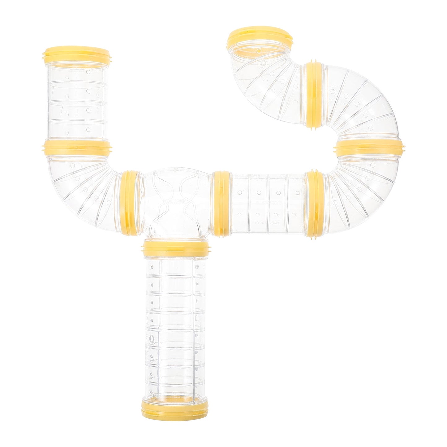 Transparent Yellow Hamster Tubes Set with Curved Tunnel Connectors for Small Animals Cage Exercise Accessories V1189-WXFWAL-20260326-02120