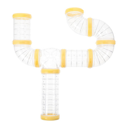 Transparent Yellow Hamster Tubes Set with Curved Tunnel Connectors for Small Animals Cage Exercise Accessories V1189-WXFWAL-20260326-02120