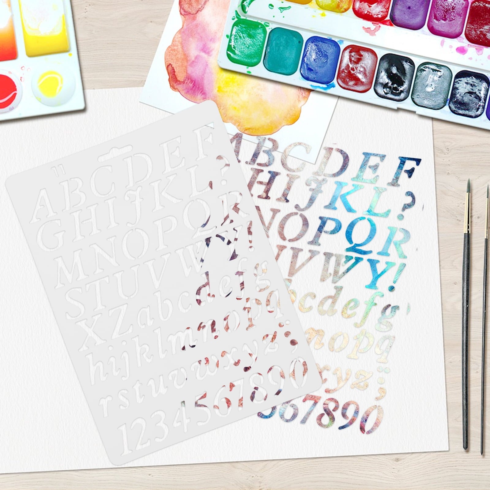 Worgeous 8 Pcs Painting Template Large Number Stencil Printable Cursive Stencils White V1189-WXFWAL-20260326-02123