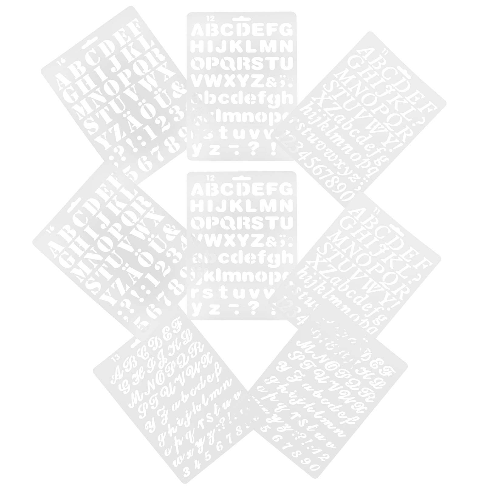 Worgeous 8 Pcs Painting Template Large Number Stencil Printable Cursive Stencils White V1189-WXFWAL-20260326-02123