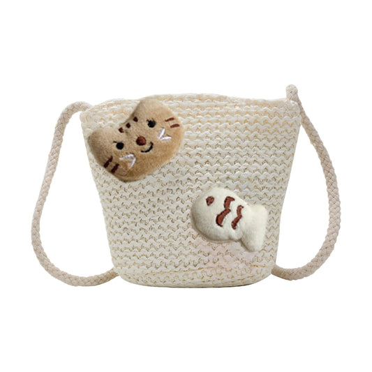 Darzheoy Girls Knitting Bag Straw Handbags for Summer Crossbody Bag Kids Wallet Girls Purse Straw Bag Beach V1189-WXFWAL-20260326-02130