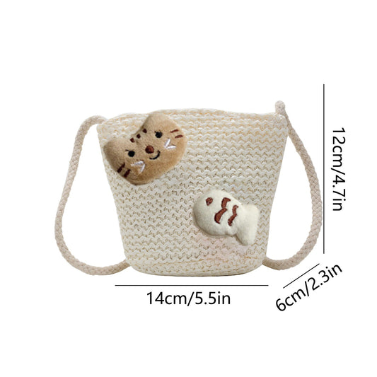 Darzheoy Girls Knitting Bag Straw Handbags for Summer Crossbody Bag Kids Wallet Girls Purse Straw Bag Beach V1189-WXFWAL-20260326-02130