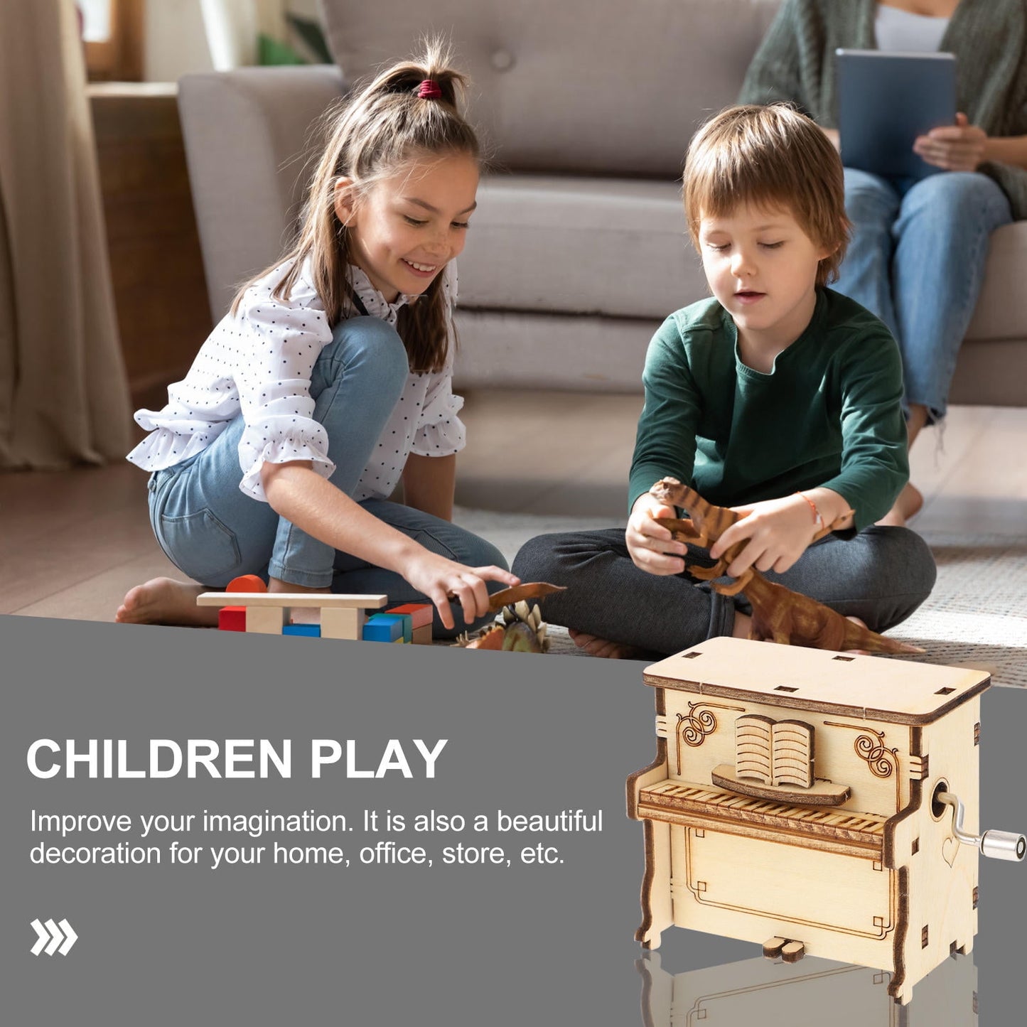 Worgeous 2-Piece Wooden Assembly Puzzle Craft Kit Desktop Musical Piano Model for Adults Teens V1189-WXFWAL-20260326-02175
