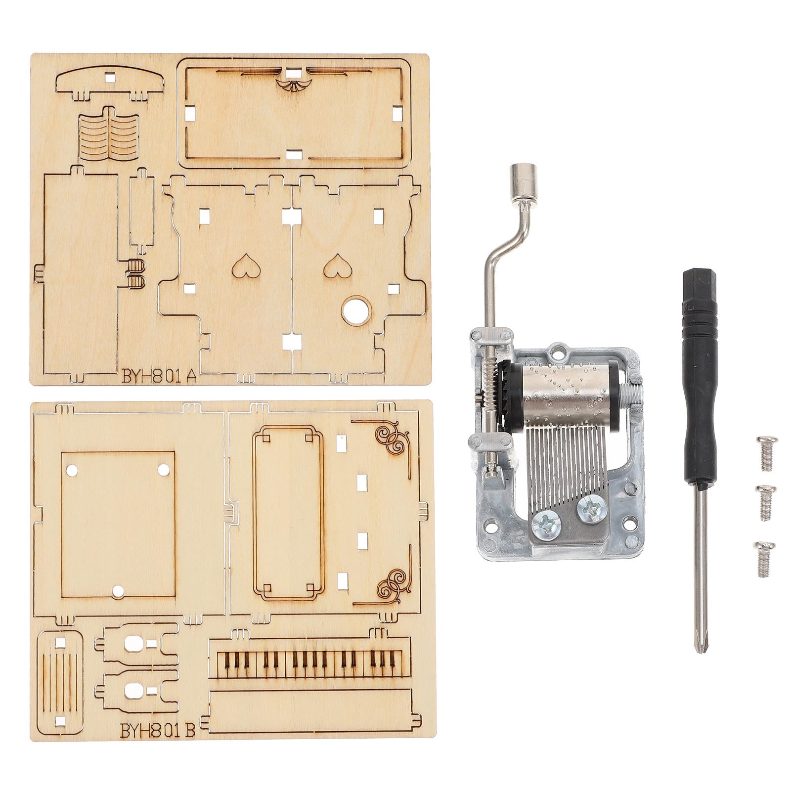 Worgeous 2-Piece Wooden Assembly Puzzle Craft Kit Desktop Musical Piano Model for Adults Teens V1189-WXFWAL-20260326-02175