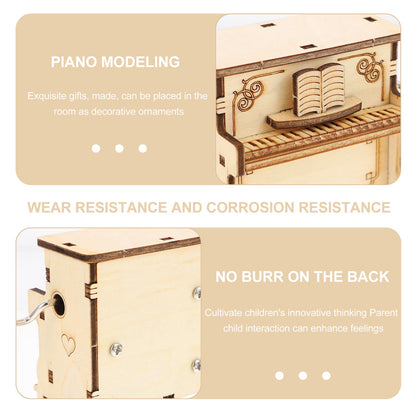 Worgeous 2-Piece Wooden Assembly Puzzle Craft Kit Desktop Musical Piano Model for Adults Teens V1189-WXFWAL-20260326-02175