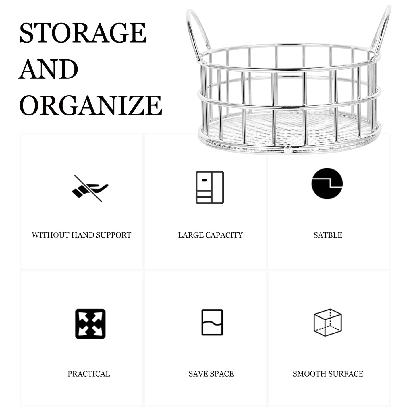 HOOWIFFY Metal Storage Basket for Home and Office, Organizer for Kitchen, Desk, Bathroom, and More V1189-WXFWAL-20260326-02181