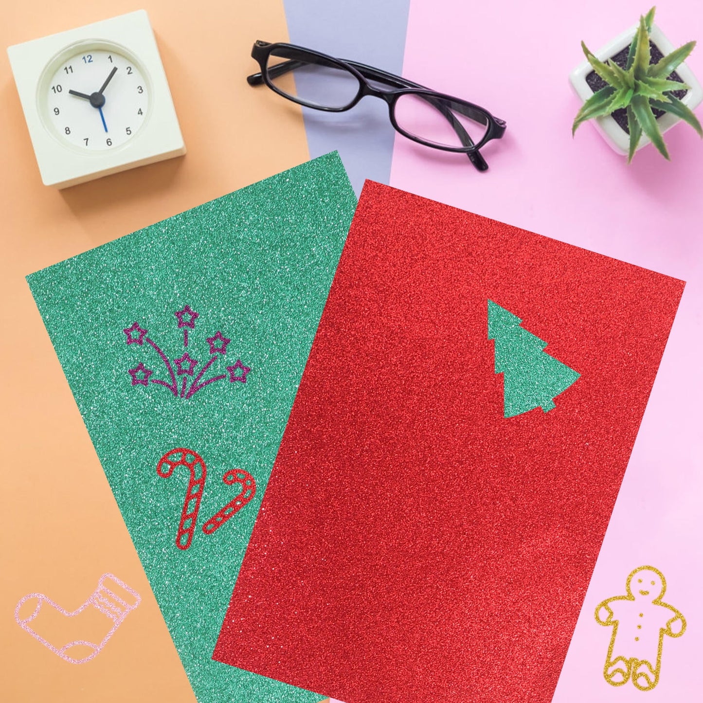 HOOWIFFY A4 Adhesive Glitter Foam Sheet for Handmade Crafts and Party Decor V1189-WXFWAL-20260326-02182