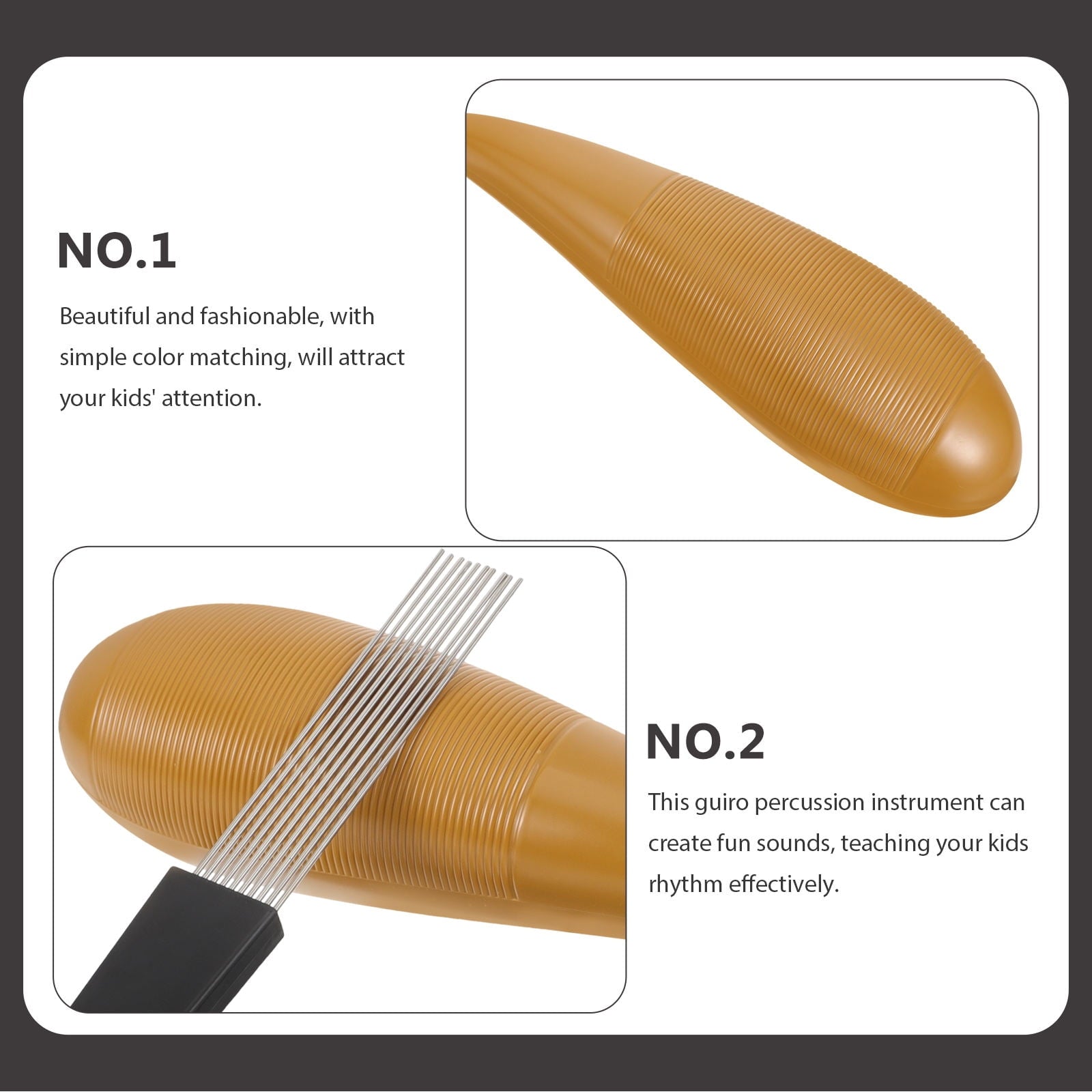 SKISUNO Cylinder Guiro Handheld Percussion Instrument Set for Beginners, Musical Instrument 12.2x3.3x3.3in V1189-WXFWAL-20260326-02207