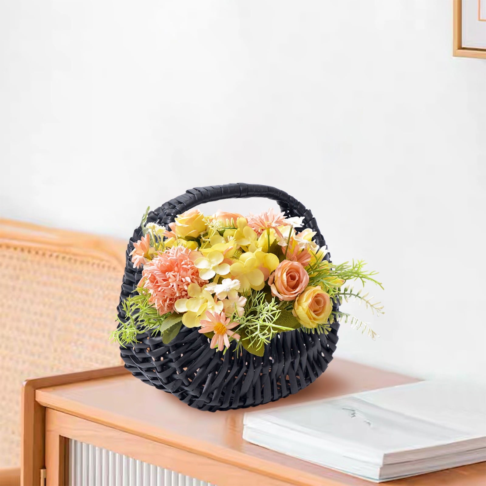 Darzheoy Wicker Basket with Handle, Wicker Shopping Basket, Picnic Baskets, Wicker Storage Basket, Rattan V1189-WXFWAL-20260326-02231