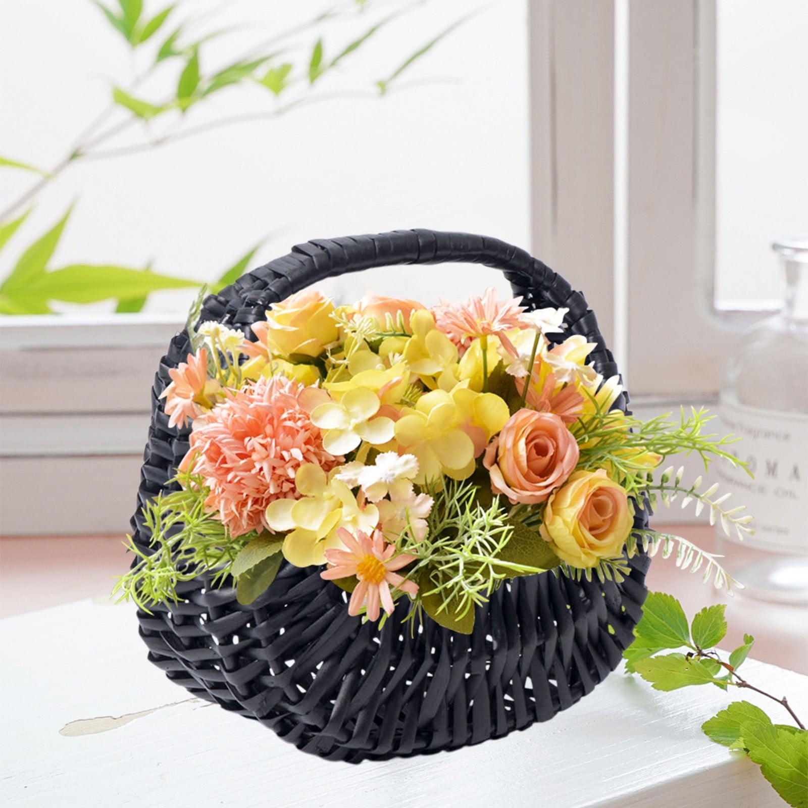 Darzheoy Wicker Basket with Handle, Wicker Shopping Basket, Picnic Baskets, Wicker Storage Basket, Rattan V1189-WXFWAL-20260326-02231