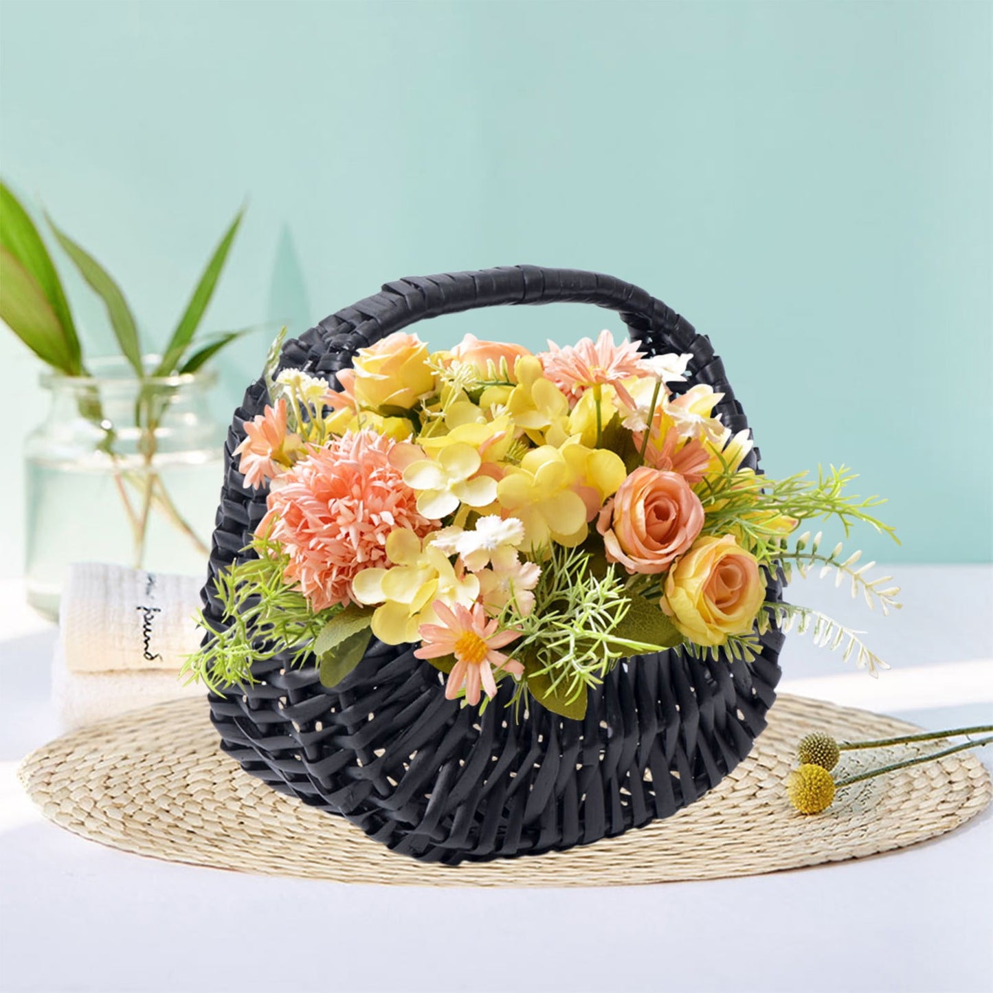 Darzheoy Wicker Basket with Handle, Wicker Shopping Basket, Picnic Baskets, Wicker Storage Basket, Rattan V1189-WXFWAL-20260326-02231