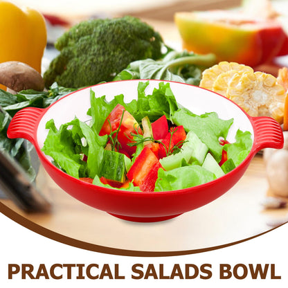 SKISUNO Large Salad Serving Bowl Red Plastic 1Set 10.41X8.45X2.55in V1189-WXFWAL-20260326-02261