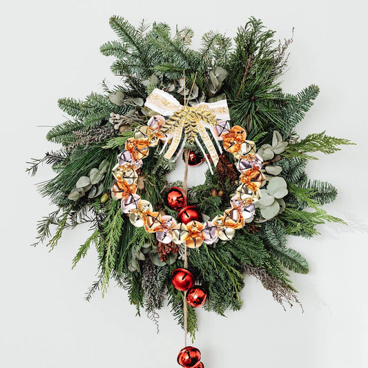WHAMVOX Golden Christmas Bell Wreath with Bells for Decoration Iron Material Adds Festive Touch V1189-WXFWAL-20260326-02266