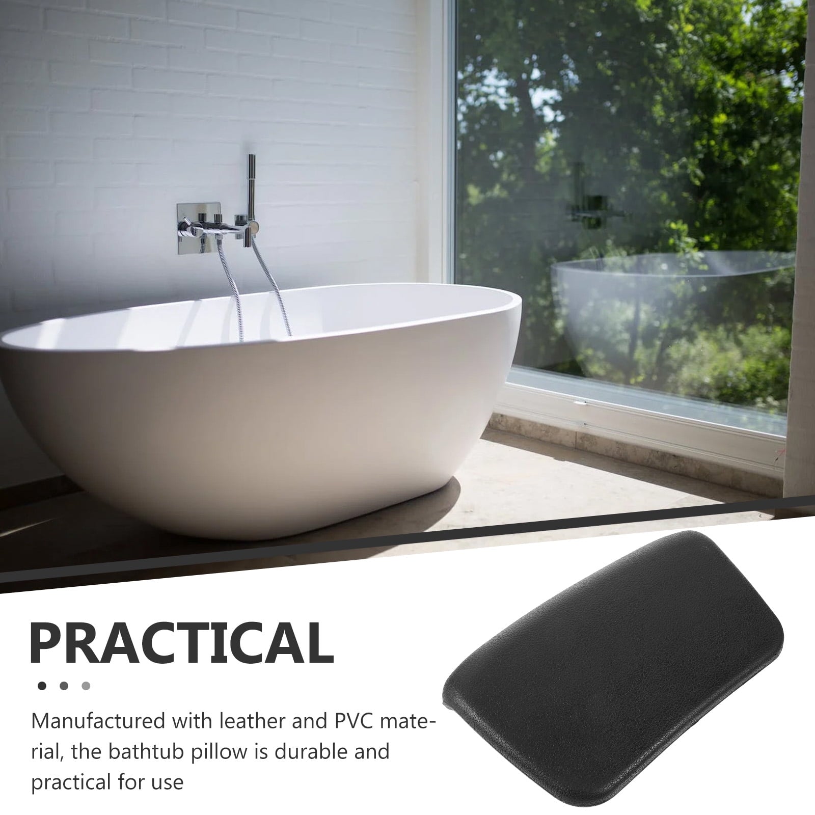 WHAMVOX Soaking Tub Pillow Bathtub Padding for Adults Replacements Black V1189-WXFWAL-20260326-02269