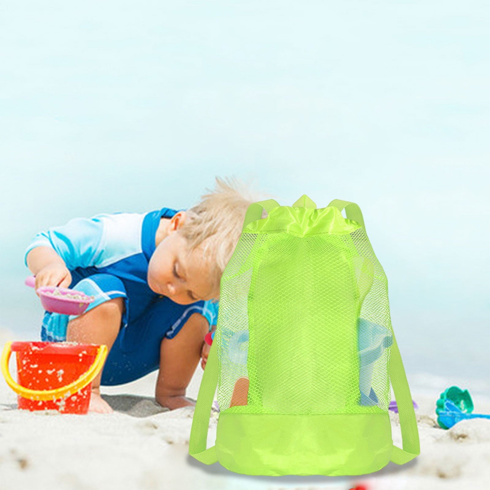 Darzheoy Swim Bag Mesh Drawstring Backpack Beach Backpack for Swimming, Gym, and Workout Gear Green V1189-WXFWAL-20260326-02329