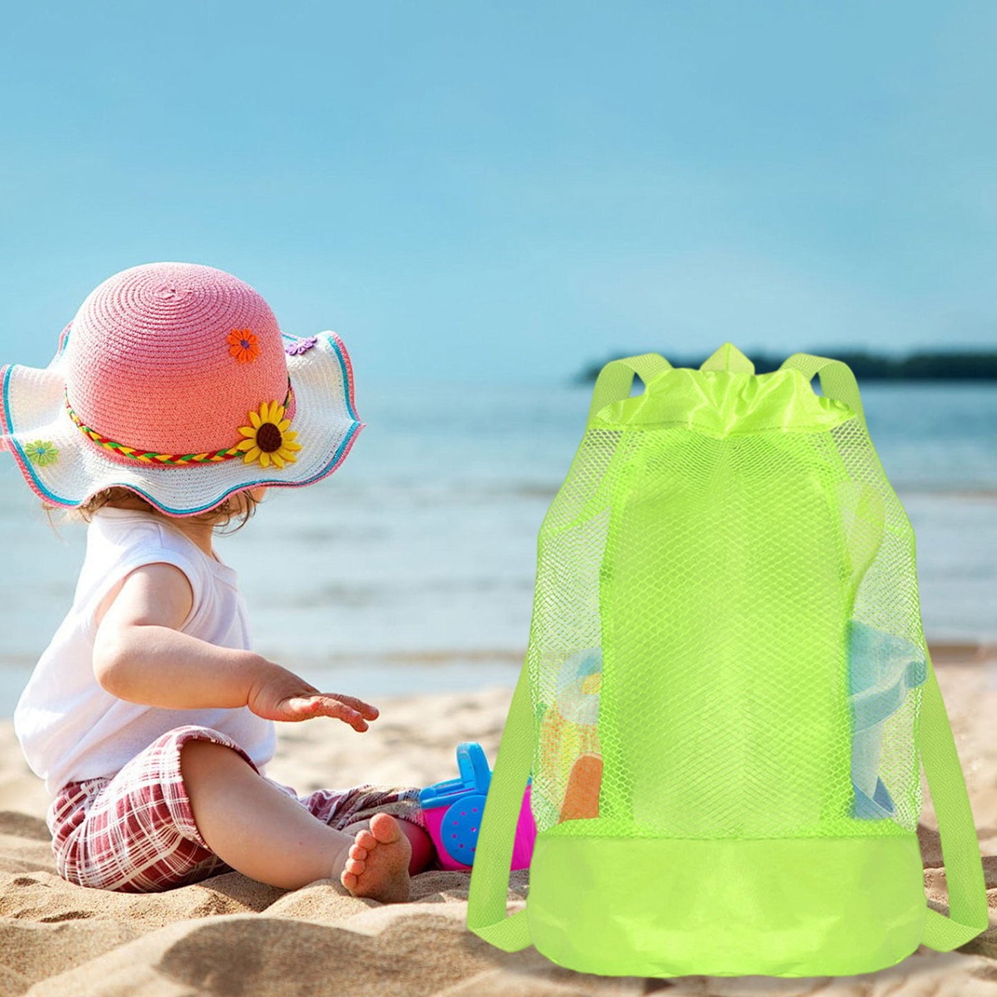 Darzheoy Swim Bag Mesh Drawstring Backpack Beach Backpack for Swimming, Gym, and Workout Gear Green V1189-WXFWAL-20260326-02329
