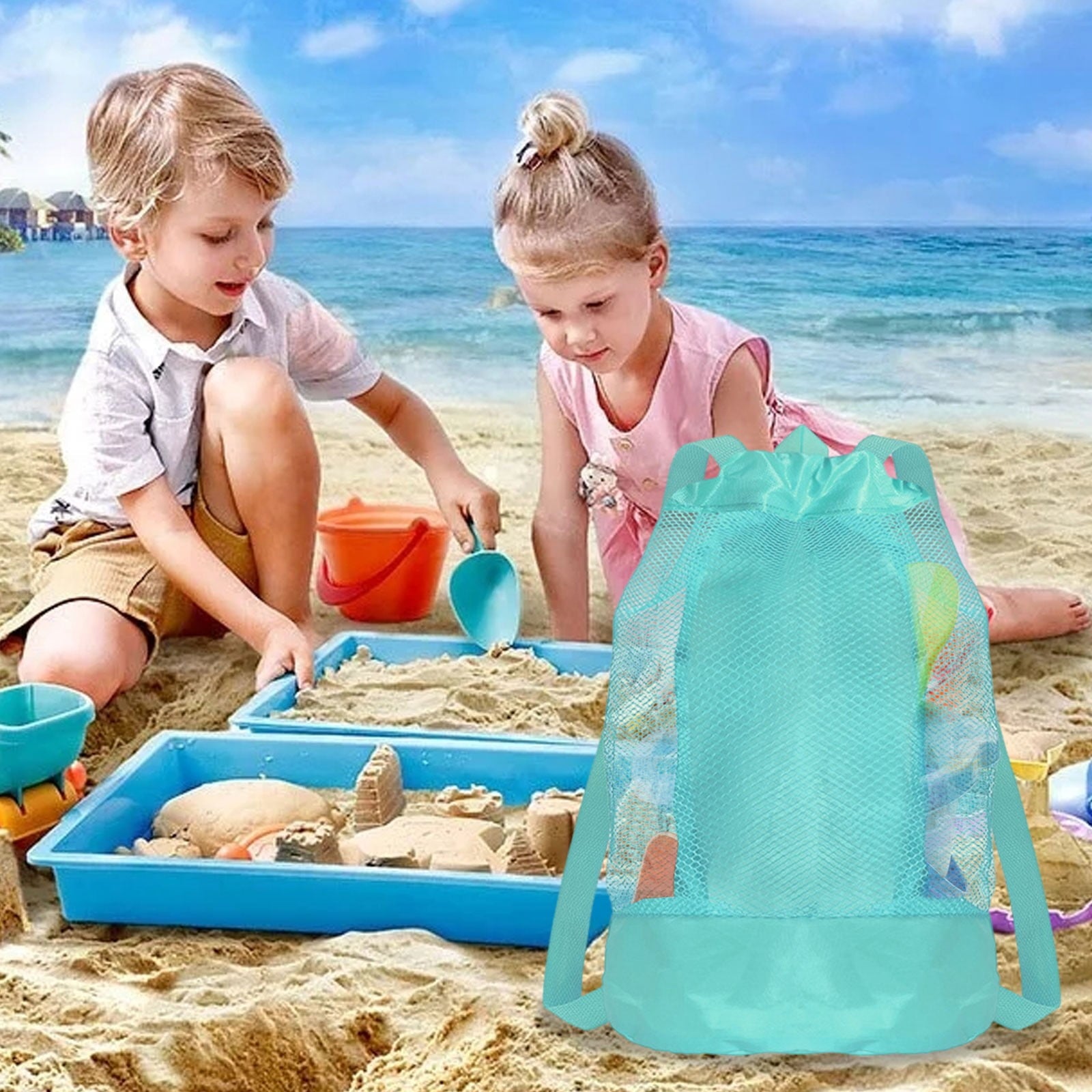Darzheoy Swim Bag Mesh Drawstring Backpack Beach Backpack for Swimming, Gym, and Workout Gear Mint Green V1189-WXFWAL-20260326-02331