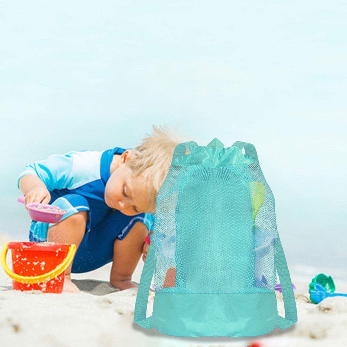 Darzheoy Swim Bag Mesh Drawstring Backpack Beach Backpack for Swimming, Gym, and Workout Gear Mint Green V1189-WXFWAL-20260326-02331