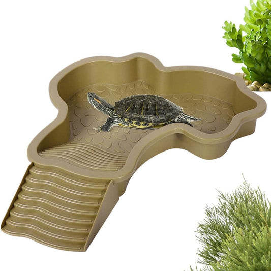 Darzheoy Reptile Bathing Pool Turtle Bath Amphibians Accessories with Ramp Tortoise Feeder Lizards Habitat V1189-WXFWAL-20260326-02336