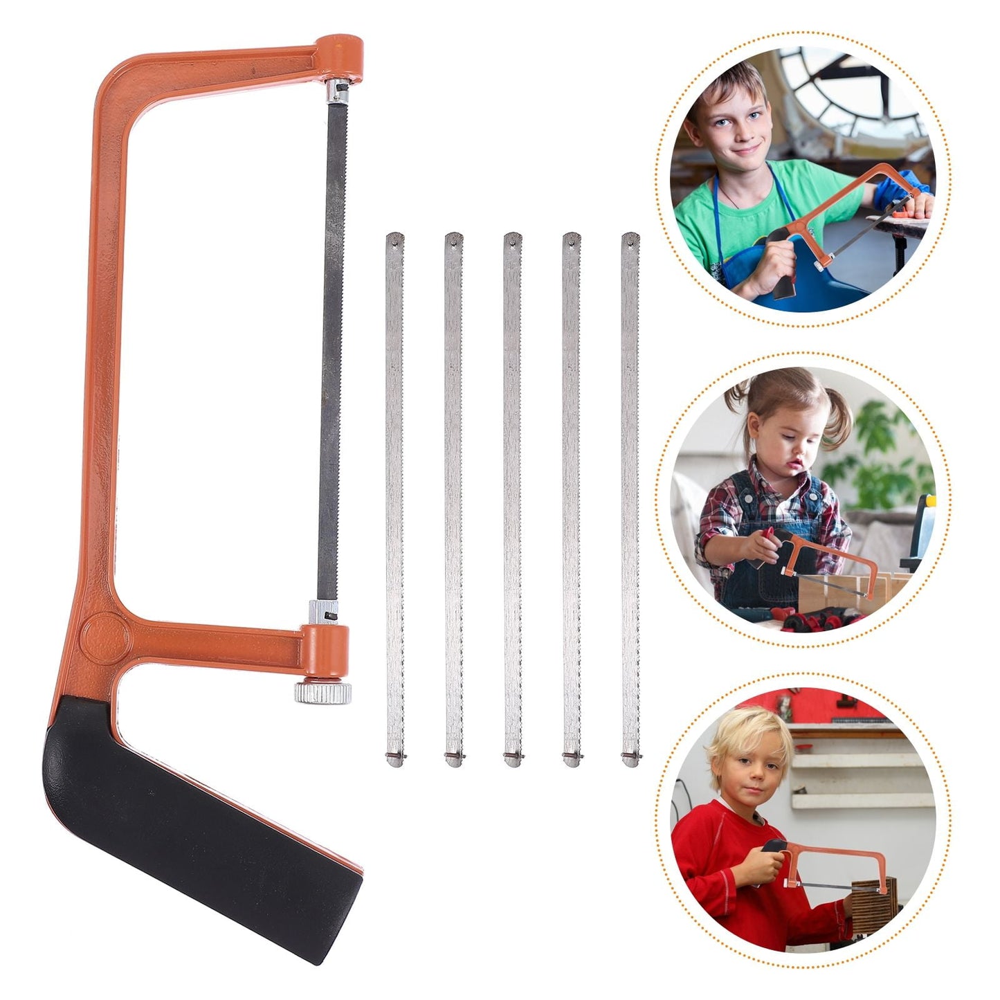 SKISUNO Orange Mini Hacksaw Set for Kids and Gardeners, Compact Hand Saw for Precise Cutting and Craft V1189-WXFWAL-20260326-02340