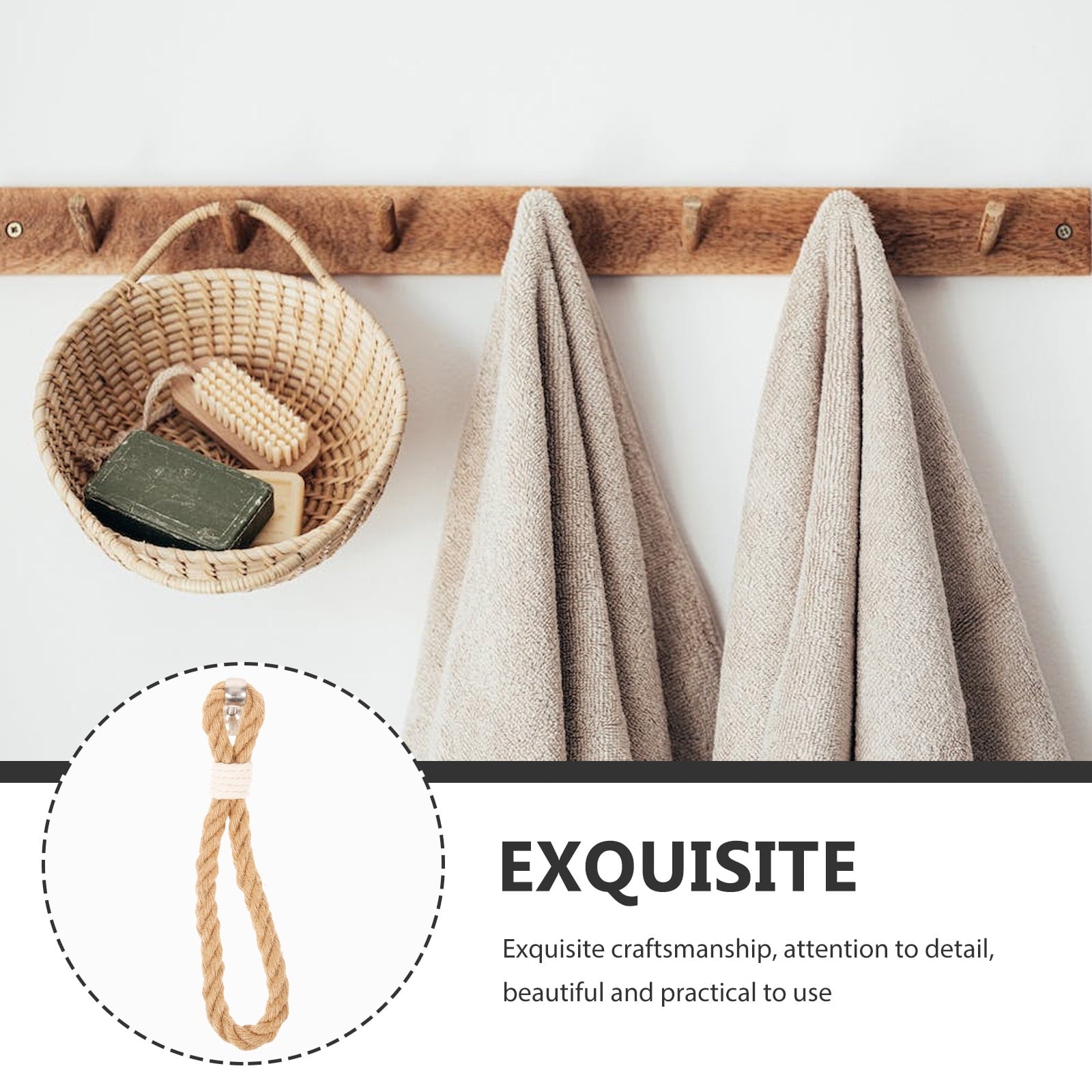 SKISUNO 1Pack Boho Towel Holder Jute Rope Circular European Style 11.8x0.7in V1189-WXFWAL-20260326-02380