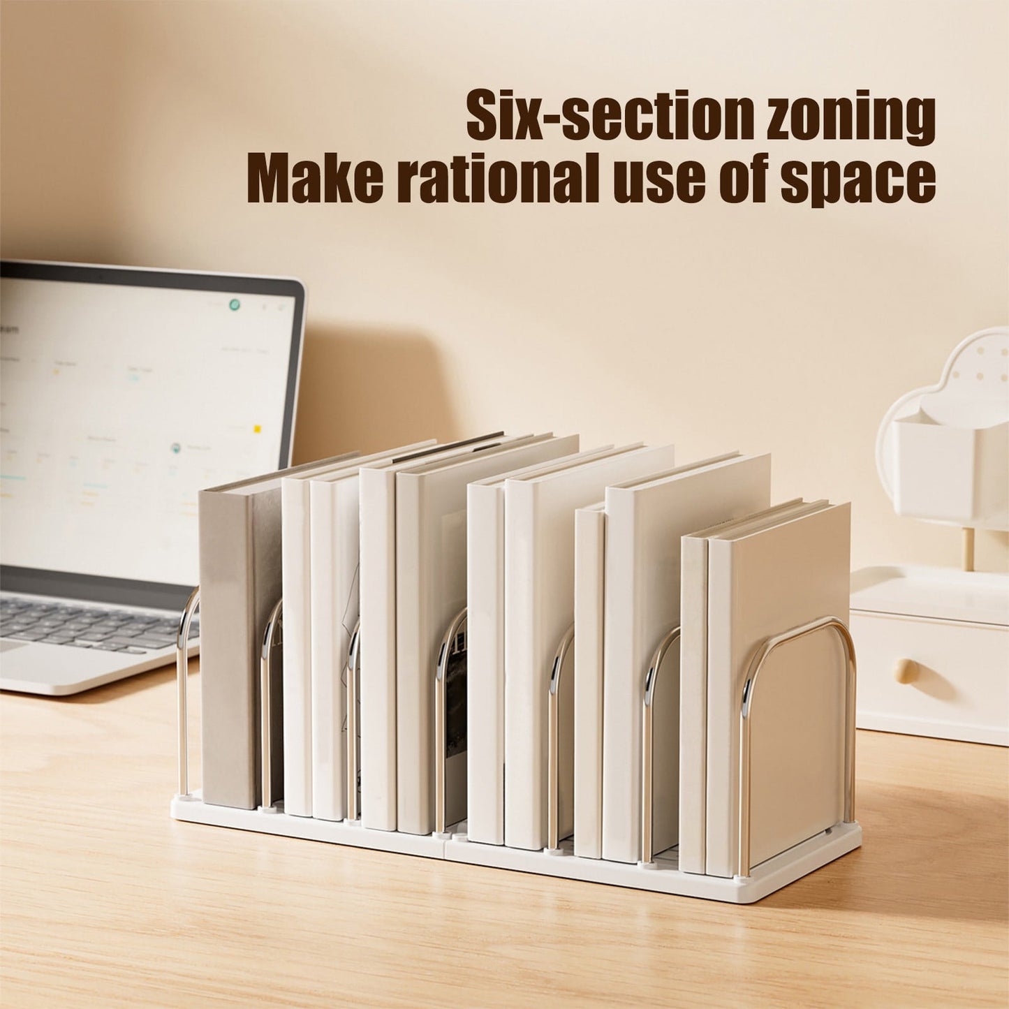 Chmadoxn Multi-Tier Desktop Bookshelf - Space-Saving Desk Organizer for Books, Files & Learning Supplies, V1189-WXFWAL-20260326-02384
