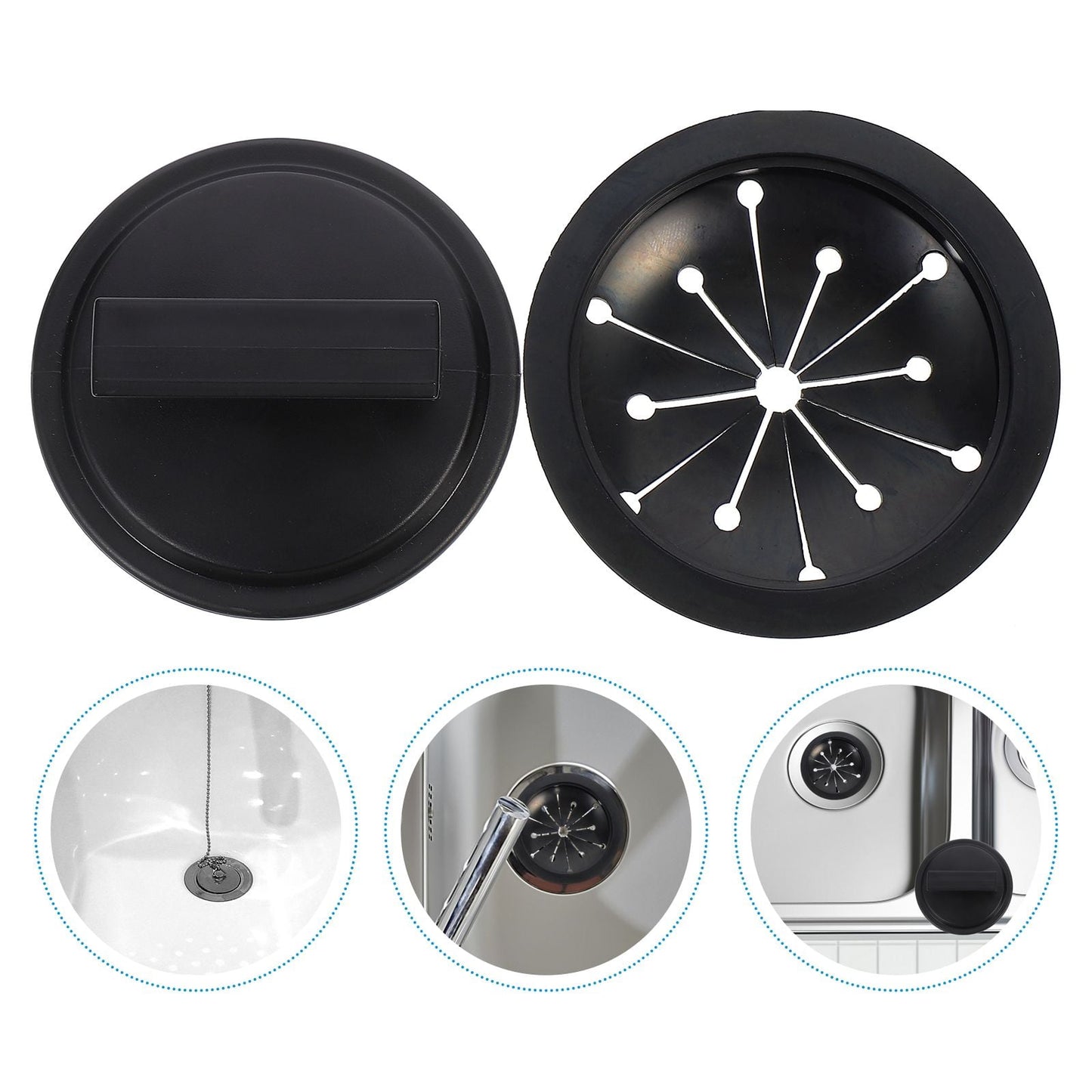 HOOWIFFY 2-Pack Garbage Disposal Sink Guard in Black ABS Plastic, 6.25 x 5.05 x 3.5 Inches, Protector for V1189-WXFWAL-20260326-02390