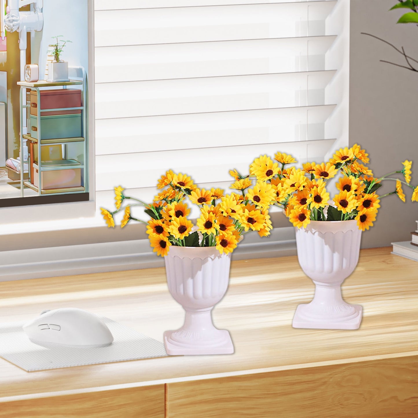Darzheoy White Urn Planter Flower Pots, Classic Plastic Tall Planter, Wedding Party Porch Front Door V1189-WXFWAL-20260326-02393