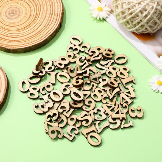 HOOWIFFY Unfinished Light Brown Wooden Numbers for Crafts and Home Decor Natural Material Art Supplies V1189-WXFWAL-20260326-02400