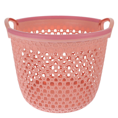HOOWIFFY 1Pcs Portable Laundry Basket Pink Hollow Laundry Management with Handle PP V1189-WXFWAL-20260326-02411