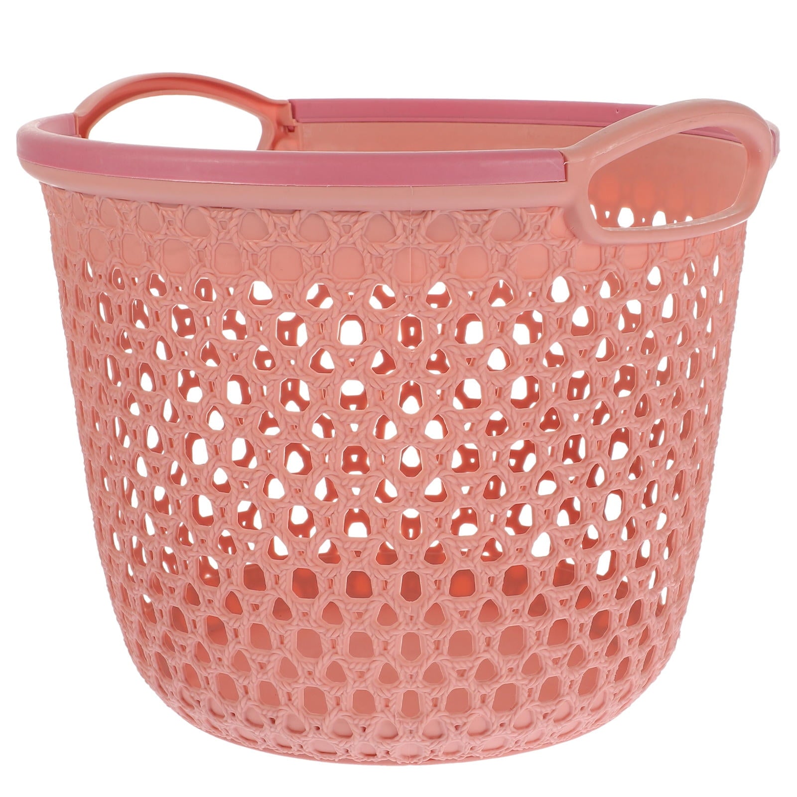HOOWIFFY 1Pcs Portable Laundry Basket Pink Hollow Laundry Management with Handle PP V1189-WXFWAL-20260326-02411