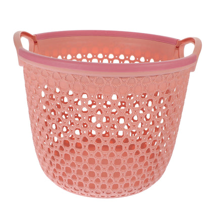HOOWIFFY 1Pcs Portable Laundry Basket Pink Hollow Laundry Management with Handle PP V1189-WXFWAL-20260326-02411