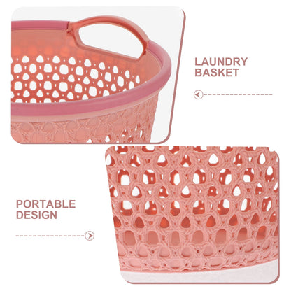 HOOWIFFY 1Pcs Portable Laundry Basket Pink Hollow Laundry Management with Handle PP V1189-WXFWAL-20260326-02411