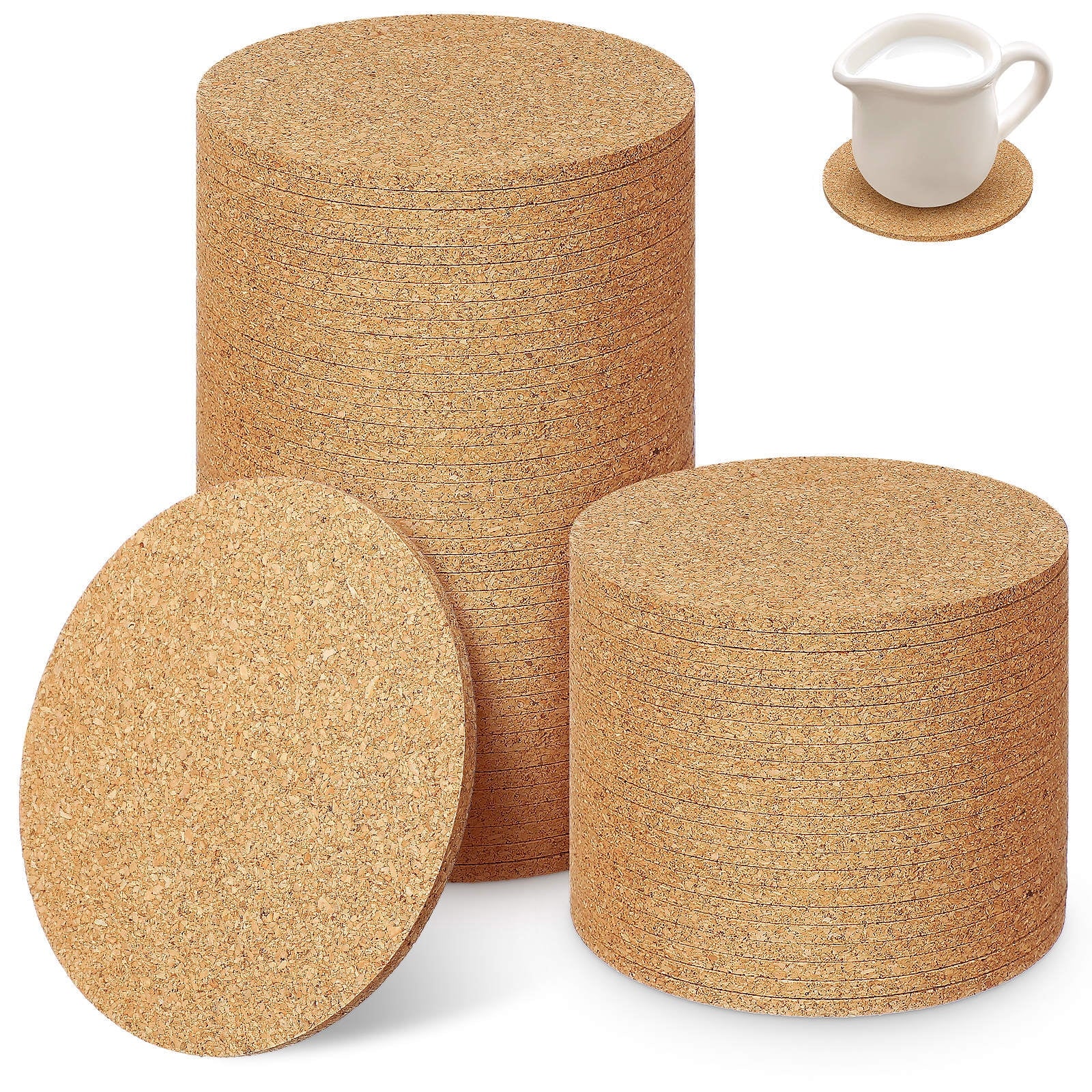 HOOWIFFY Cork Coasters Bulk Cork Coasters For Drinks 100Pcs V1189-WXFWAL-20260326-02413