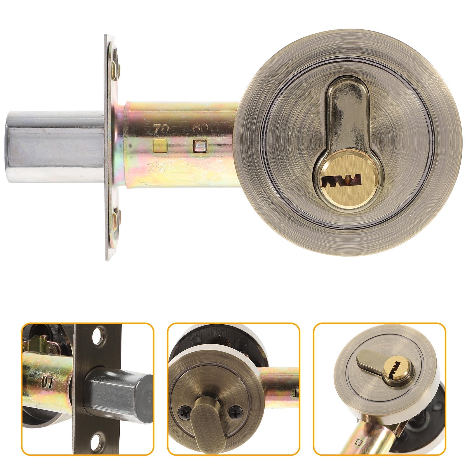 HOOWIFFY Durable Golden Deadbolt Lock Single Cylinder with Key for Home Use V1189-WXFWAL-20260326-02417