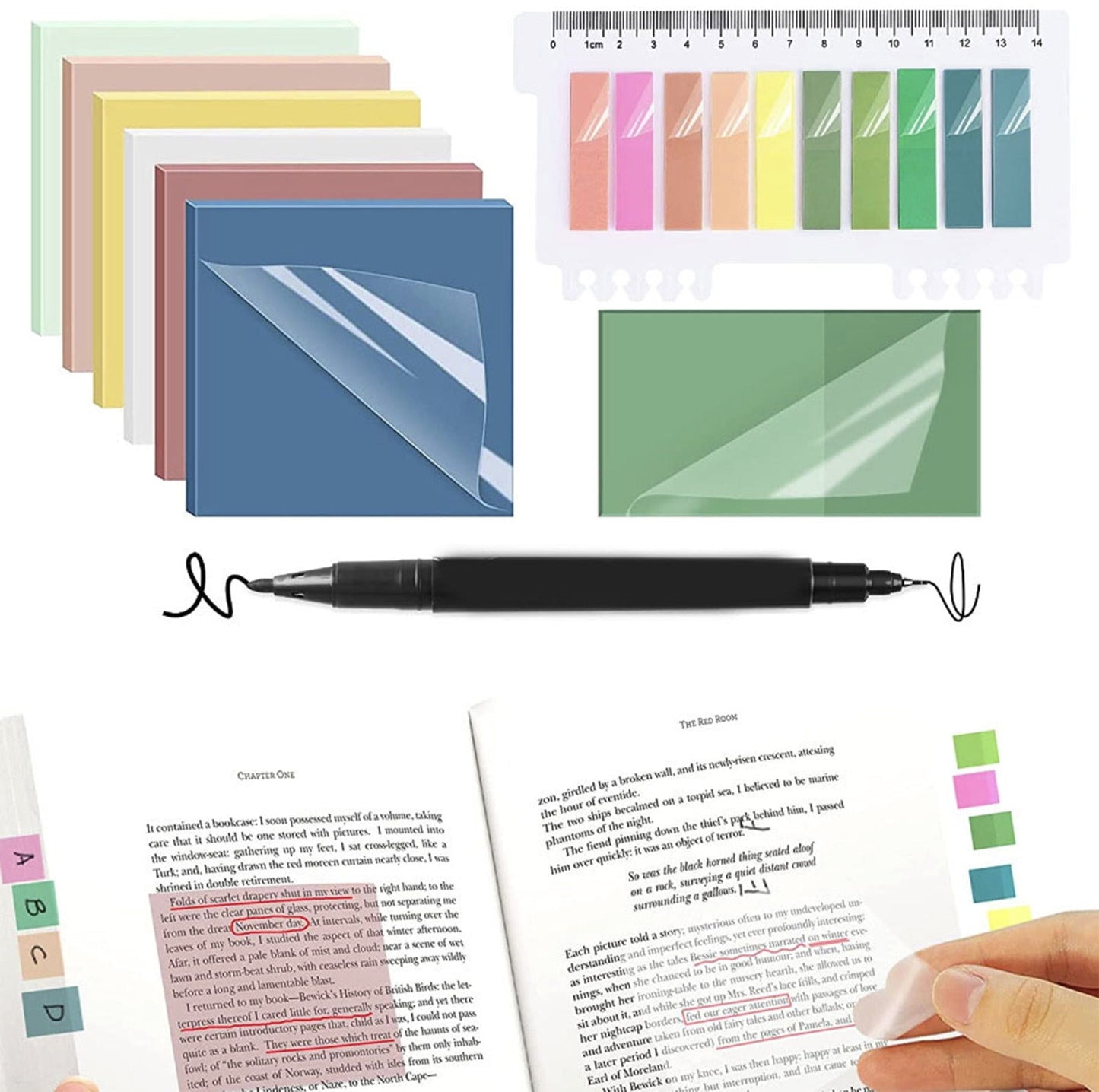 Darzheoy 9Pcs Transparent Sticky Notes, Clear Sticky Notes, Waterproof Translucent Sticky Note Pads for Books V1189-WXFWAL-20260326-02418