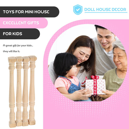 HOOWIFFY Set of 8 Realistic Khaki Wood Pillars for Dollhouse Decoration and Craft Projects V1189-WXFWAL-20260326-02428