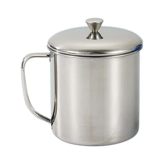Darzheoy Stainless Steel Coffee Cup - Metal Tea Mug with Lid and Handle for Camping and Everyday Use XL Silver V1189-WXFWAL-20260326-02433