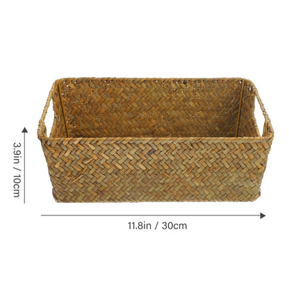 HOOWIFFY Handwoven Light Brown Straw Basket for Home Storage, Organization and Decorative Use V1189-WXFWAL-20260326-02436