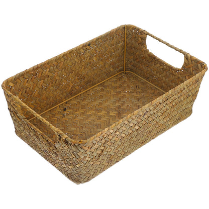 HOOWIFFY Handwoven Light Brown Straw Basket for Home Storage, Organization and Decorative Use V1189-WXFWAL-20260326-02436